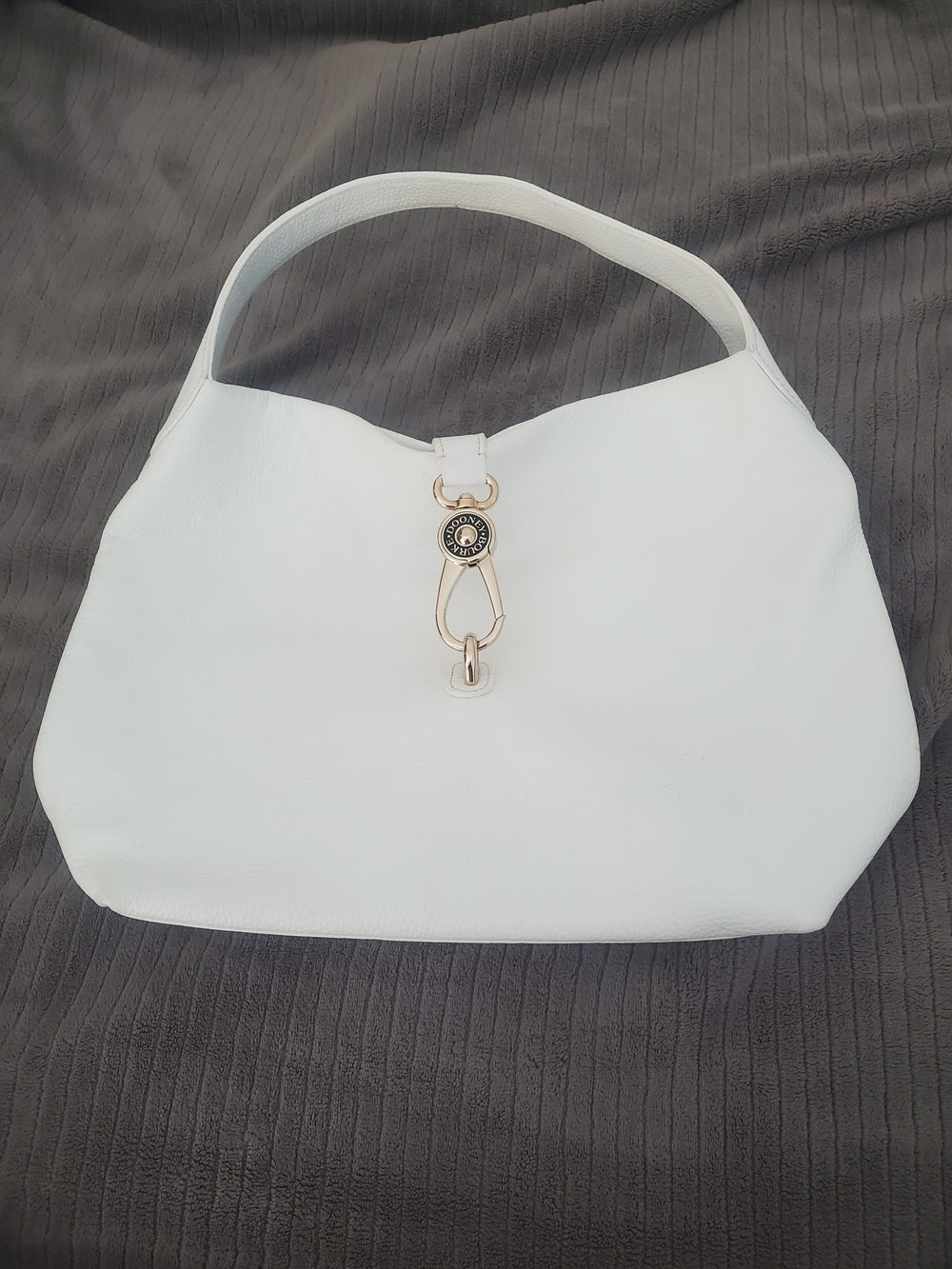 Dooney & Bourke White Luca Leather Women's Shoulder Bag with Gold Accent